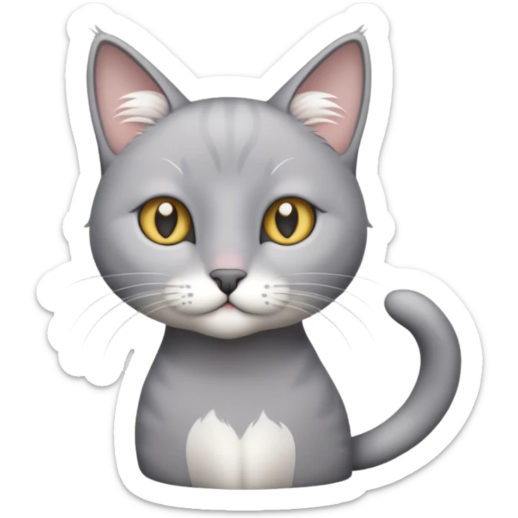 most grey skinny cat with a little bit of whi sticker