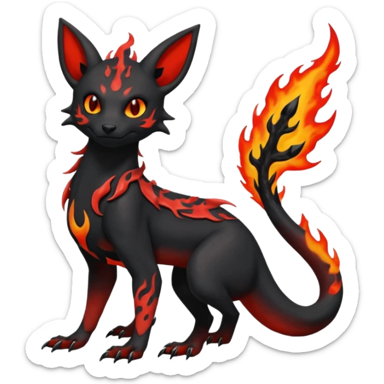 Edgy gothic dark magma-Salandit-Umbreon-Litten-hybrid-fusion (full body) sticker