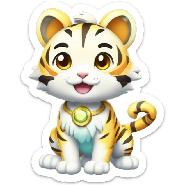 Colorful Shiny Kawaii Cute Celestial Tiger-Fakémon-Pokémon full body sticker