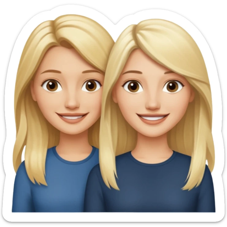 i want an emoji with 2 blonde girls like the movie "the holiday" They are not touching each other. One is Cameron Diaz, the tother Kate Winslet. They are friends.They have long hair. sticker