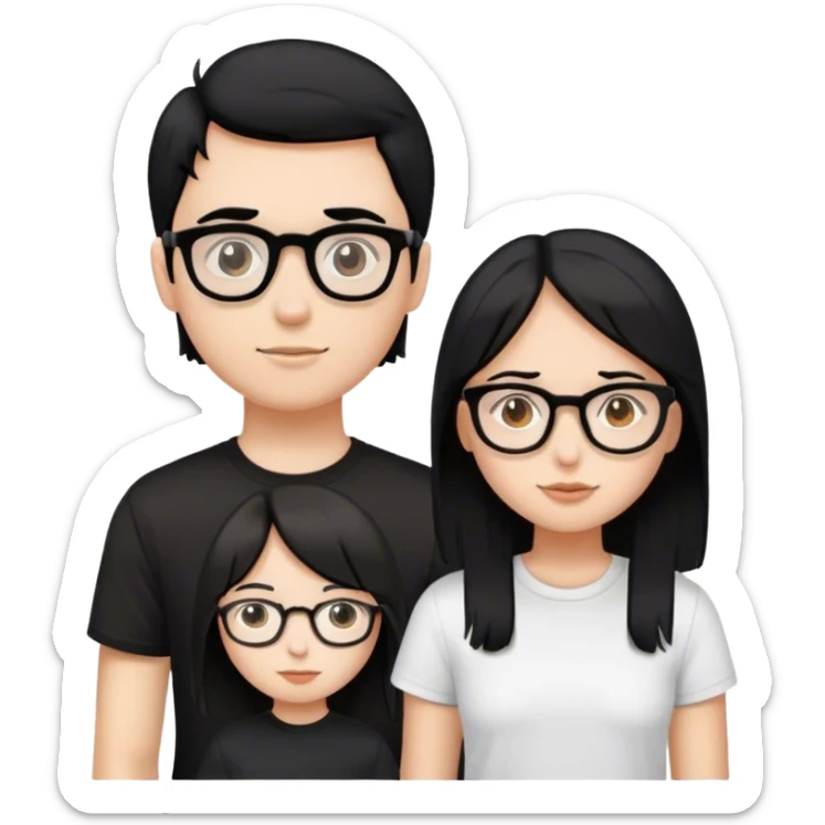 Una chica pelo negro con gafas con un chico pelo castaño y que la chica tenga camiseta negra y el chico camiseta blanca sticker