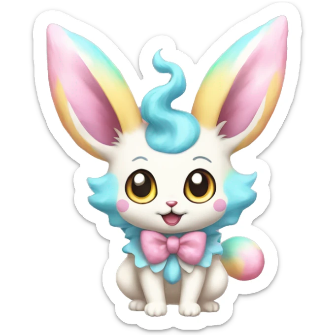 Kawaii Pastel Cotton-Candy-Colored Clown-Eeveelution-Cute-Pokémon-fusion full body sticker
