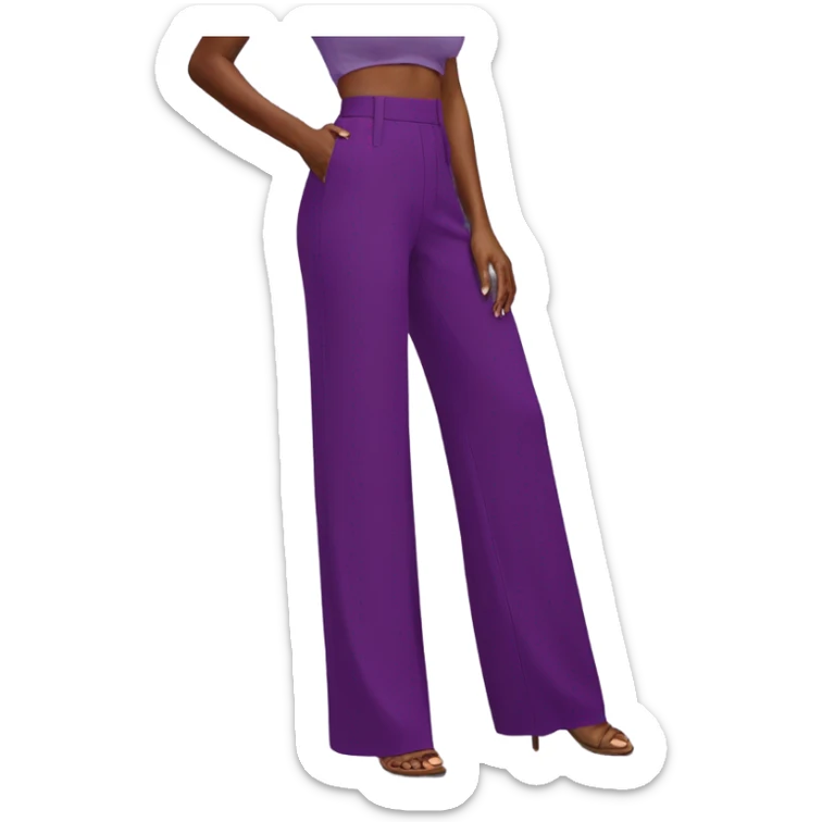 Realistic isolated pair of high waist long wide leg dressy casual pants in purple sticker