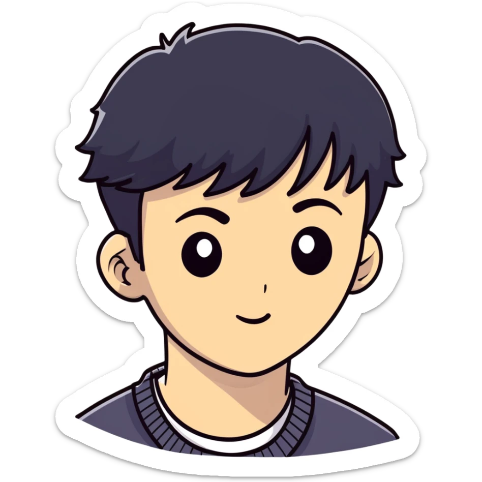 Short black haired male with one eye closed, young man with short black hair closing one eye sticker