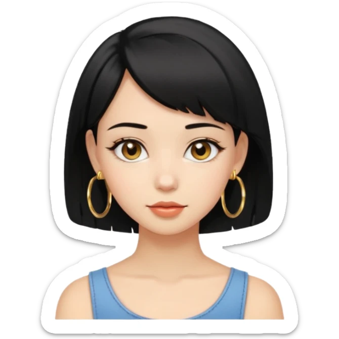 girl with bob black hairstyle and big earrings sticker