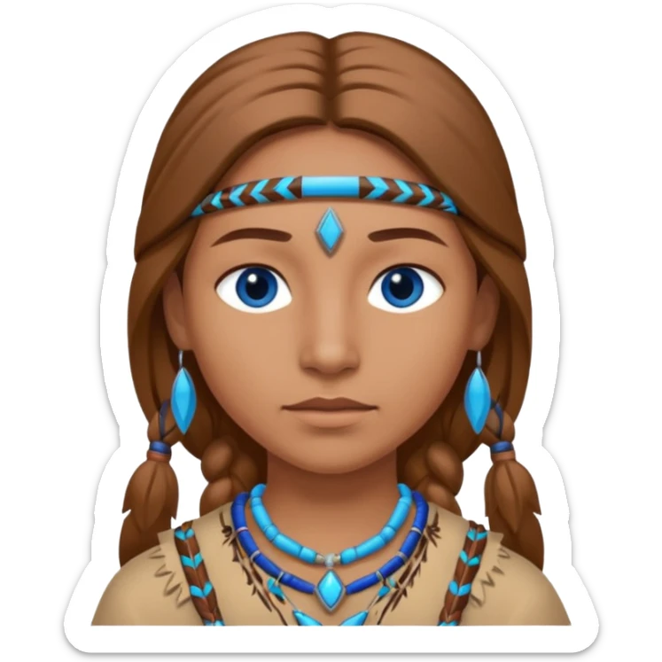 can you make a native American emoji with light brown hair and blue  eyes sticker