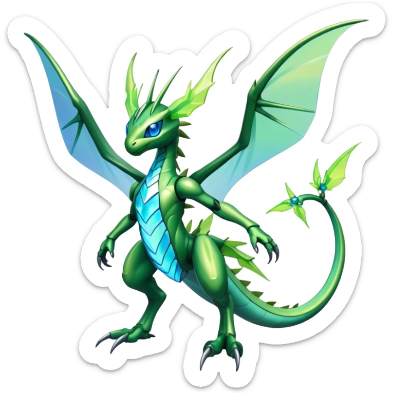  Cool Edgy Shiny Futuristic Ethereal Legendary Scyther-Flygon-Digimon-hybrid full body sticker