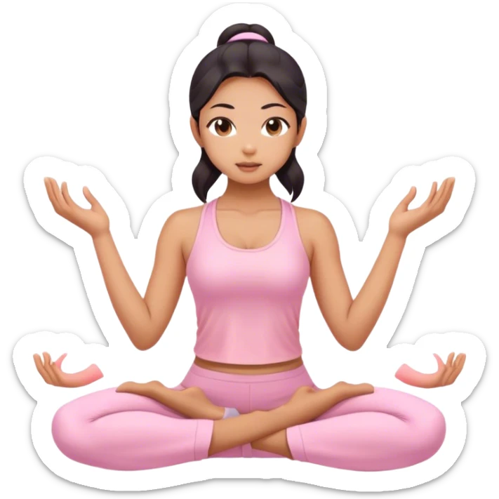 asian yoga girl light pink clothes l sticker