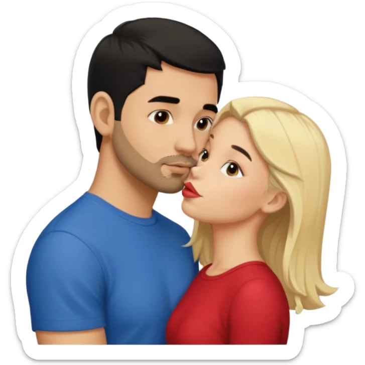 Puerto rican beard short hair with blonde girl kissing  sticker
