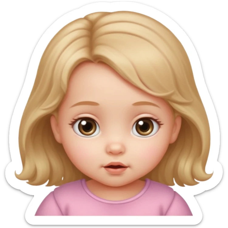 The head of a Cherubic infant baby girl with a tuff of hair and big dreamy eyes sticker