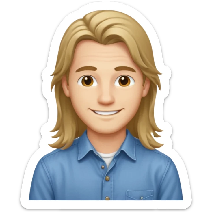 homme jeune cheveux long avec le sourire style européen sticker