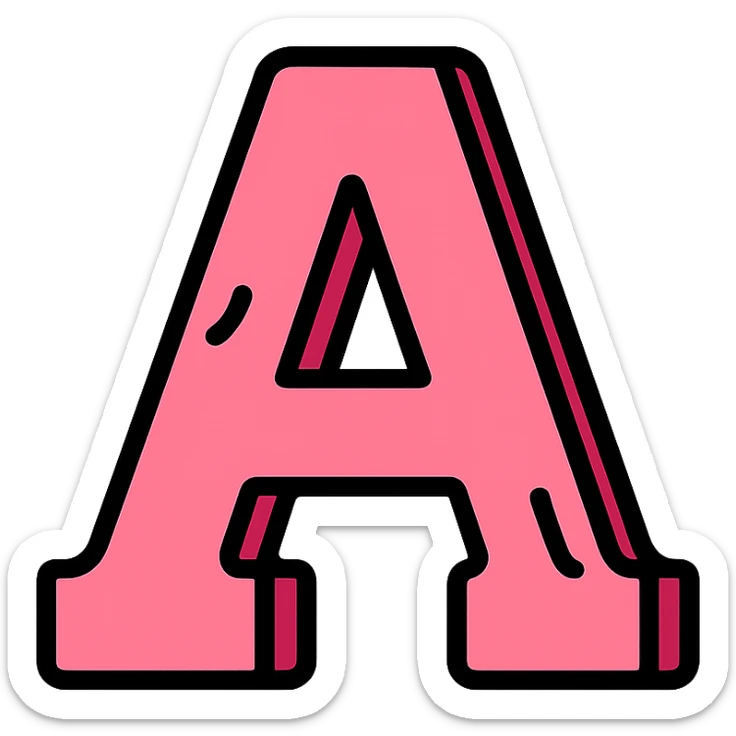 icon of a pink cardboard letter with embossed relief details, clean and simple design sticker