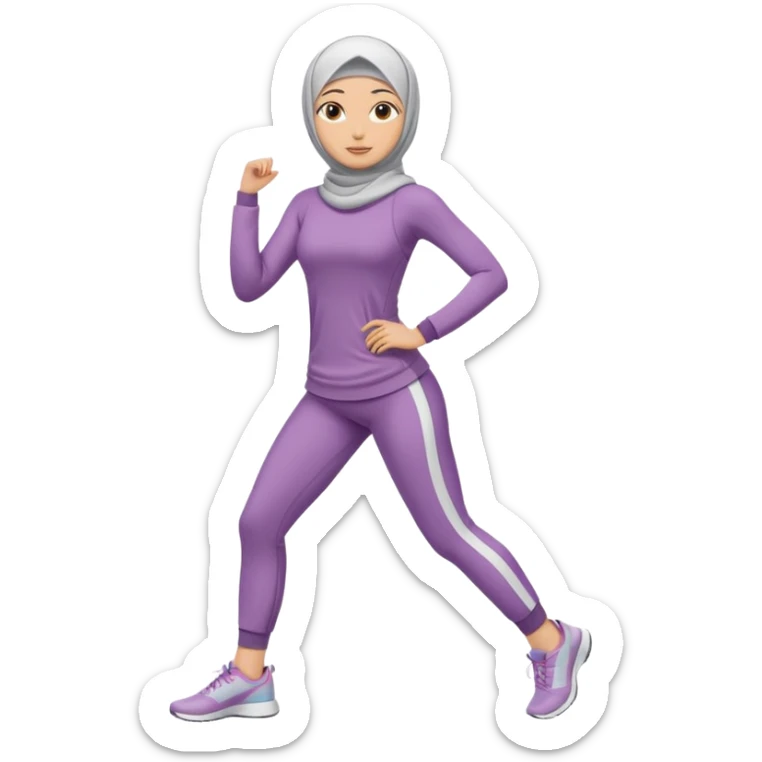 High resolution full body of a girl wearing a hijab and is a fitness trainer sticker