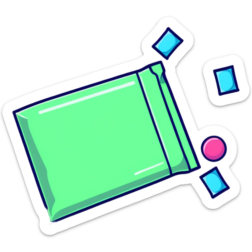 a pack of chewing gum with some pieces coming out, colorful gum sticks sticker