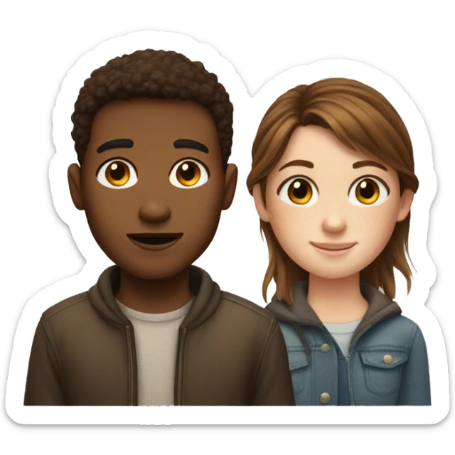 freckles brown hair girl and a short brown hair boy sticker