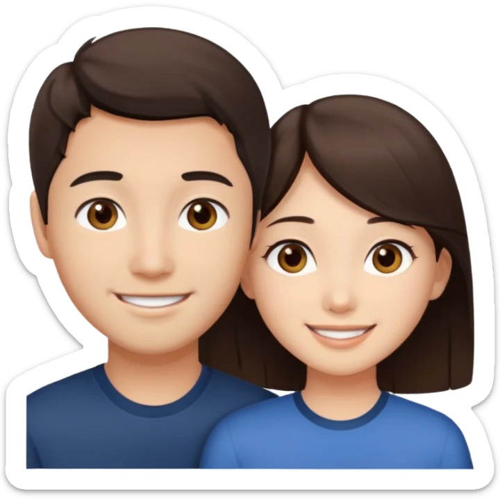 asian girl with brown eyes and dark brown hair, with her white boyfriend that has hazel eyes and light brown hair sticker