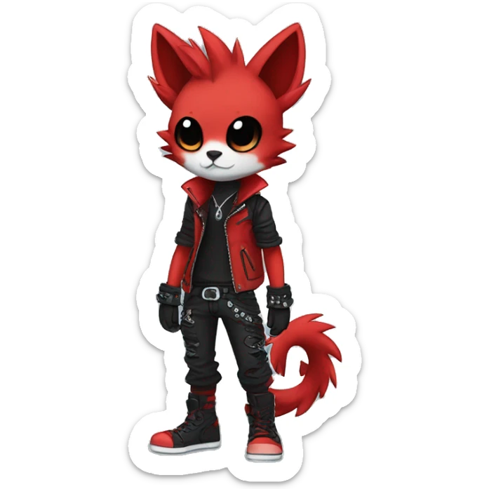 cool edgy black punk red animal hybrid Fakemon full body sticker