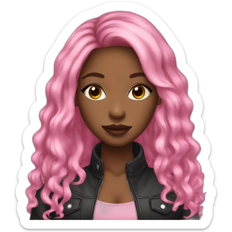 Young Black women pink lips long hair sticker