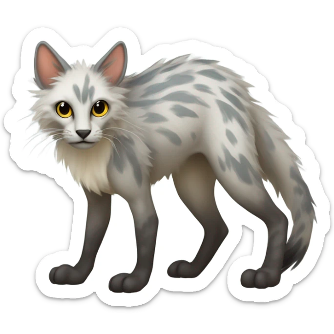 Feral Rare Fantasy Vernid-Trico-species by LiLaiRa, random markings, tufted tail, tufted ears, full body sticker