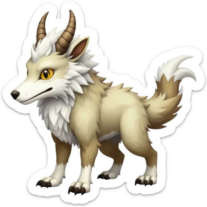 Sergal-Vernid-hybrid-animal-creature, full body, 4 legs, horned sticker