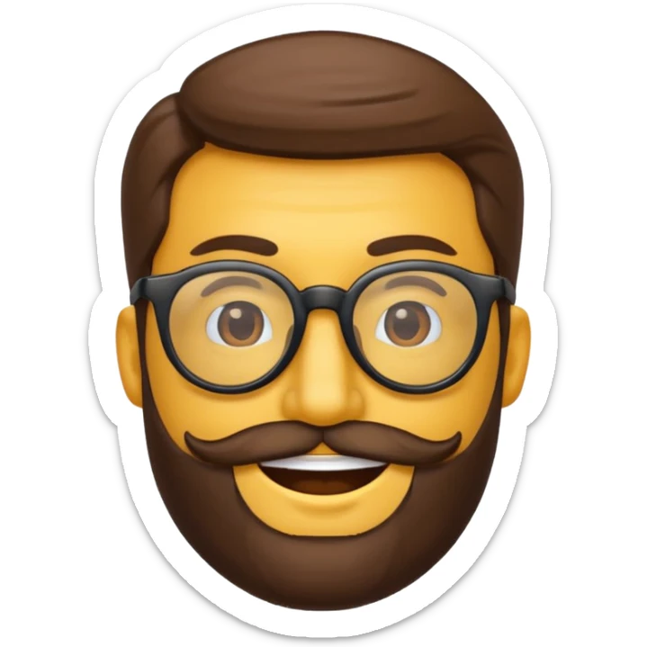 Quiero un emoji de un hombre pelado, con lentes y barba sticker