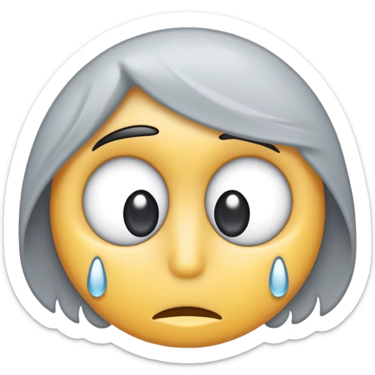 Grauer Cartoon-Krähenkopf mit geröteten Wangen, großen weißen Augen mit entschlossenem Ausdruck und kurzem, spitzem Schnabel sticker