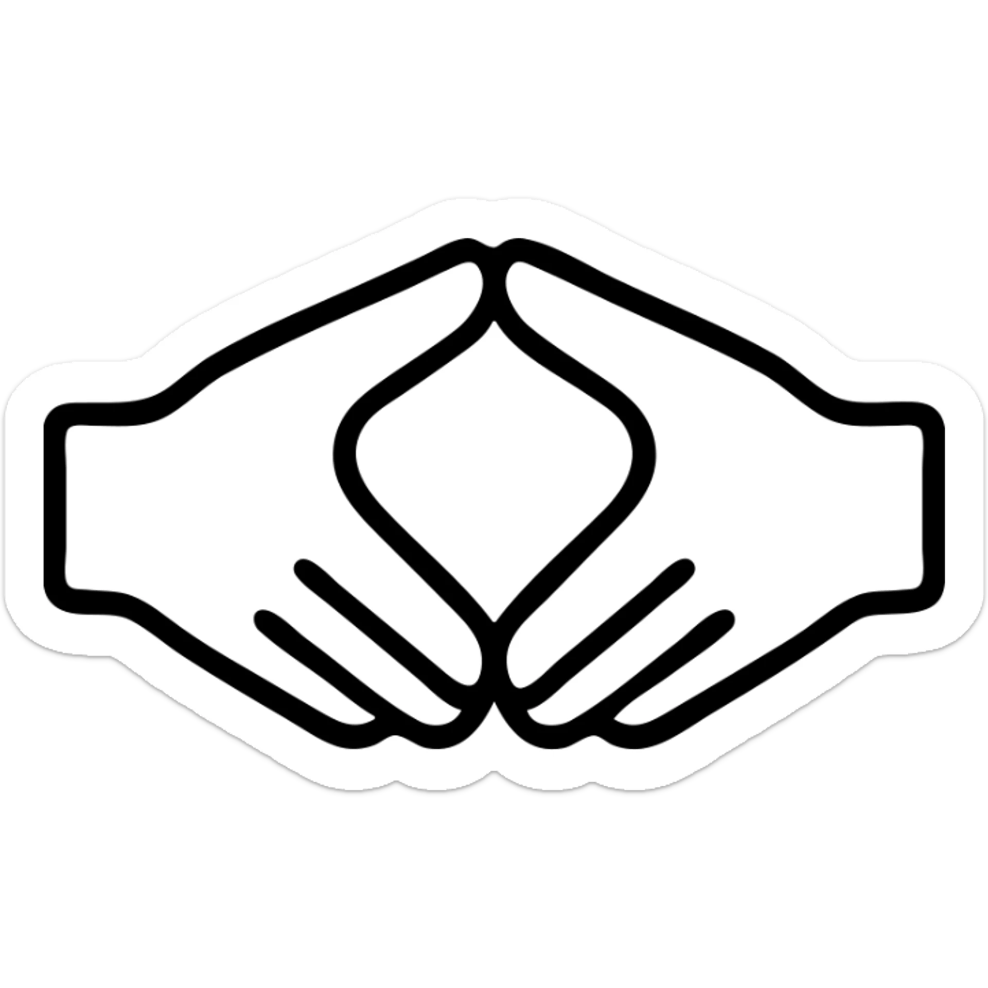 two hands in the Merkel-Raute position, fingers and thumbs touching to form a diamond, simple and iconic minimalistic icon style sticker