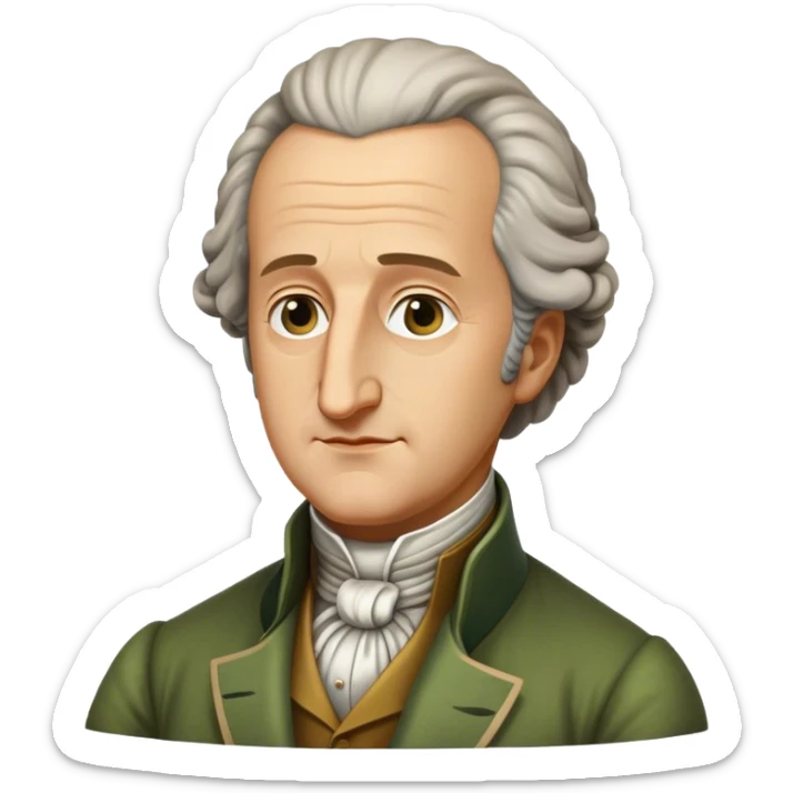 Cinematic Realistic Johann Wolfgang von Goethe Portrait Emoji, depicted as an intellectual literary giant with a thoughtful gaze and refined attire, rendered with detailed textures and warm classical lighting that captures his enduring literary influence. sticker