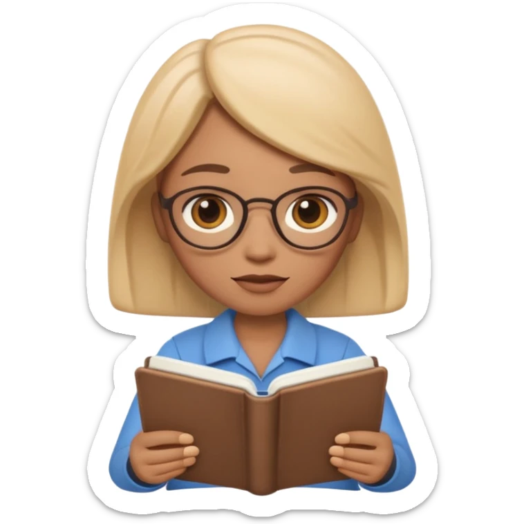 Apple Memoji-style 3D emoji of a calm counselor character with a notebook, soft shading, rounded shapes, warm colors, no background.
 sticker