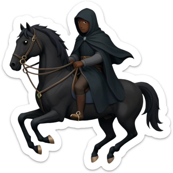 Nazgûl riding a black horse, shadowy and iconic, minimal details, Slack emoji style, no text sticker