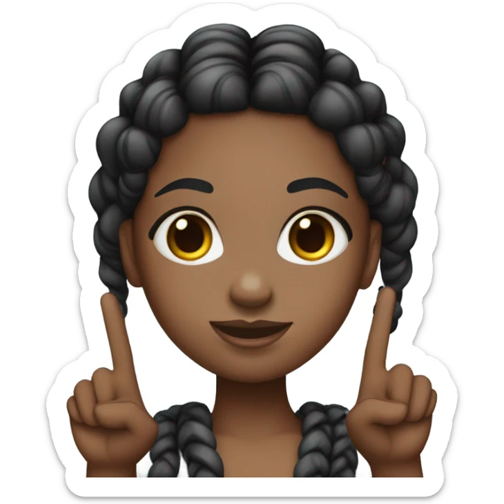 a black girl with black braids and pink highlights at the front is holding up a peace sign. sticker