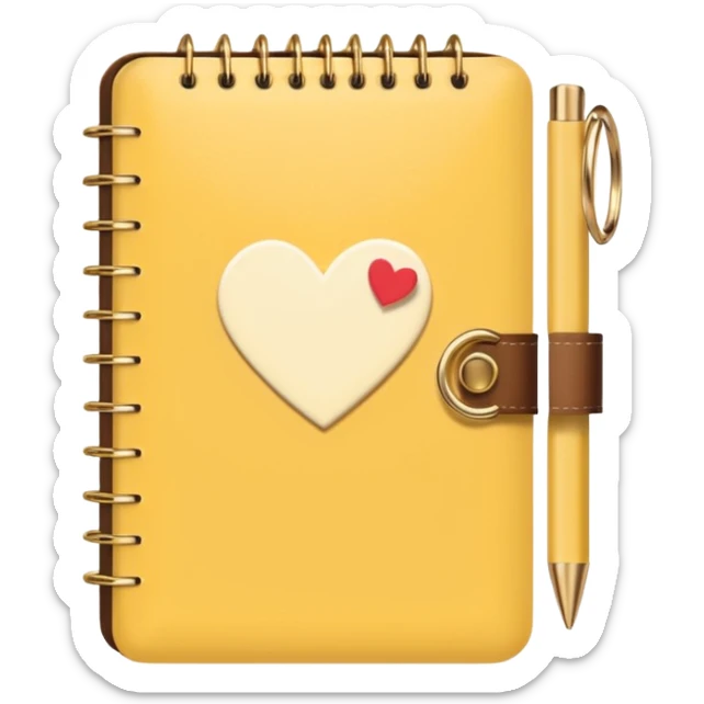 cute agenda , butter yellow/gold/brown themed with maybe a little heart on it. its paper in it and rings at the top of it where the paper is on sticker