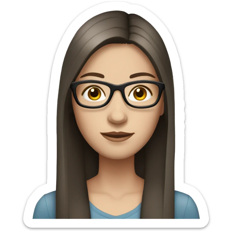 brunette girl with glasses and straight hair and pale skin sticker