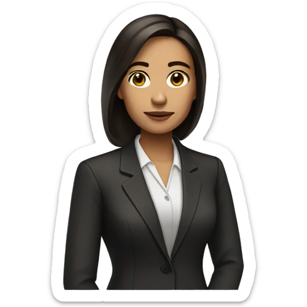 Lawyer woman with dark brown straight hair and dark brown eyes  sticker