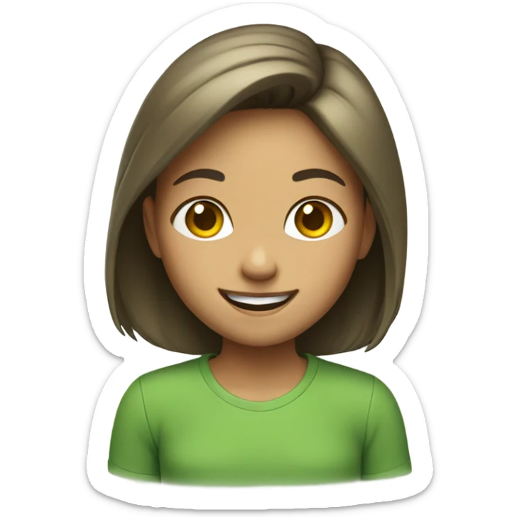 smiling girl in green shirt sticker