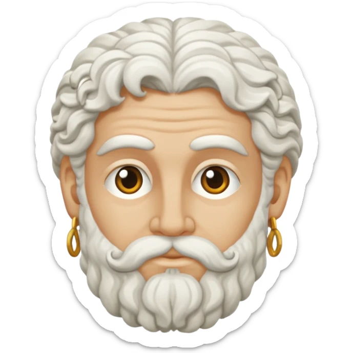 Emoji philosophe grec antique avec tout ce qui sont suivis donc les cheveux bouclés et tout ça quoi les cheveux blancs sticker