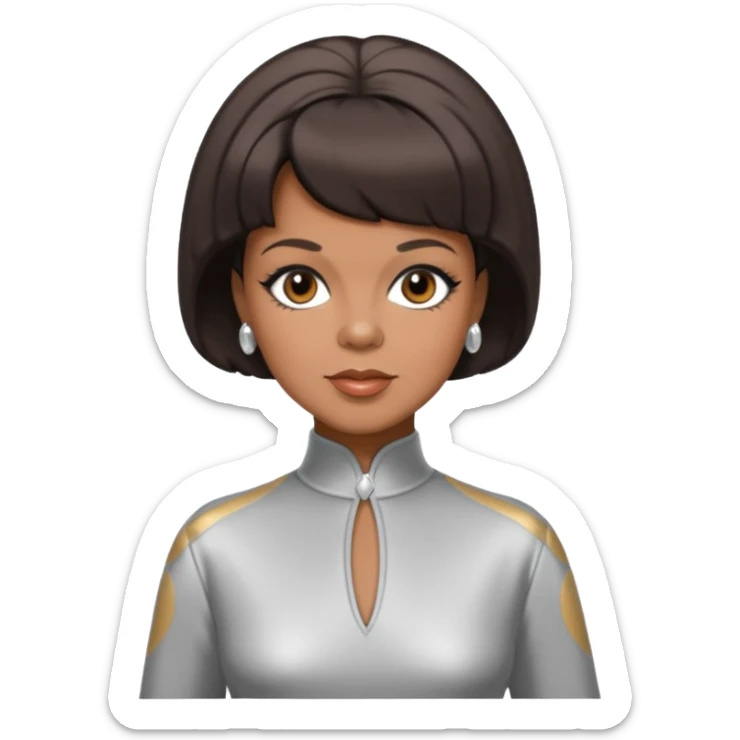 Florence Ballard from The Supremes with dark brown hair, silver outfit sticker