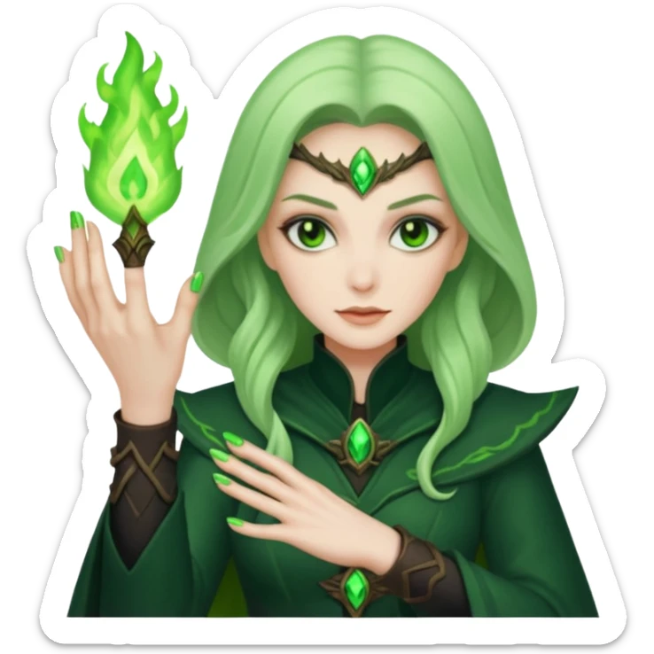 world of warcraft warlock hand with green fire checking nails like a pedicure was just done  sticker
