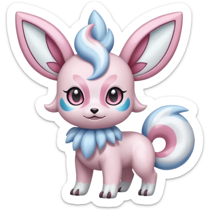Shiny Whitish Pastel Palkia-Diancie-Absol-Sylveon-Espurr-Minccino-fusion  sticker