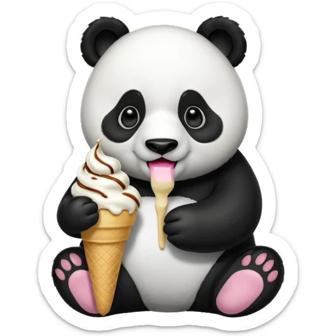 Panda eating ice cream sticker