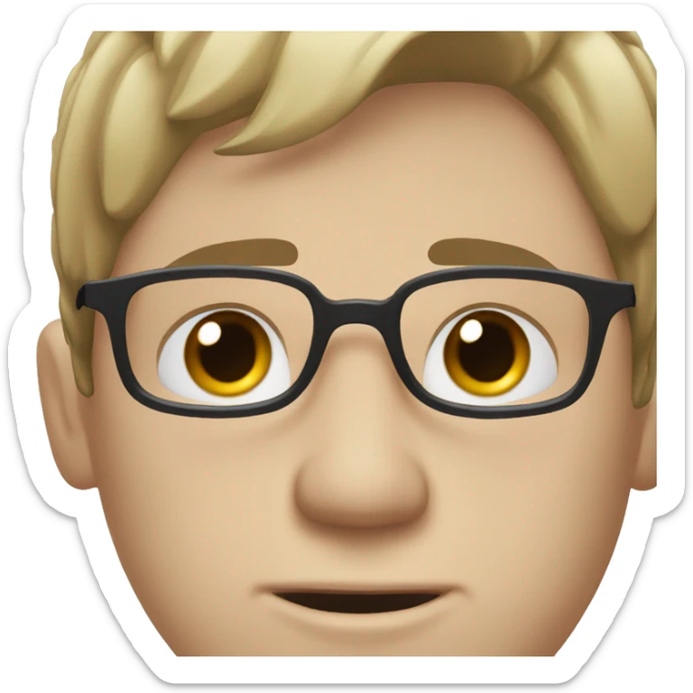 white male with black glasses, black cap and black t-shirt, blue eyes crying sticker