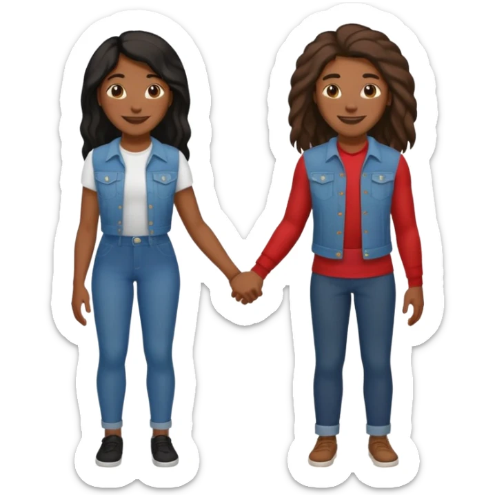 Black lesbian couple with one masculine and one feminine with long hair  sticker