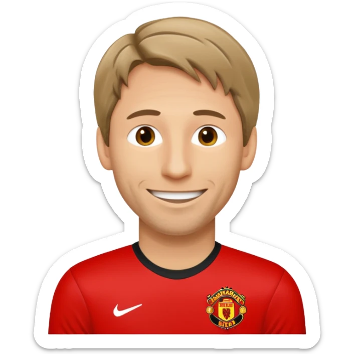 Cartoon emoji of Van der Sar in Manchester United shirt no text no background sticker