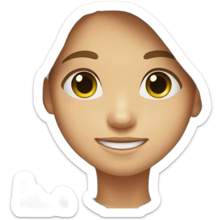 girl, brown long hair, smile, green eyes sticker