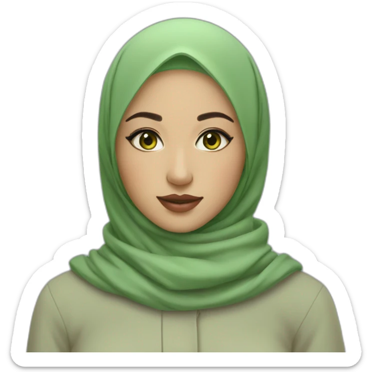 asian hijabi girl with thrifted clothes and fabulous eyebrows green eyes sticker