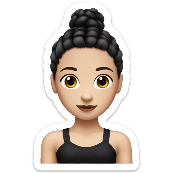White skin black french braided hair girl with a black leotard sticker