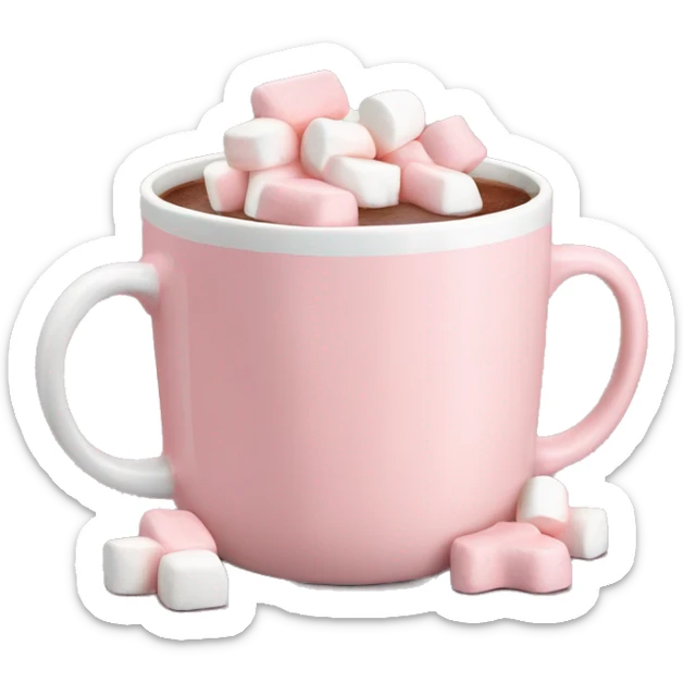 Light Pink mug of hot chocolate with marshmallows  sticker