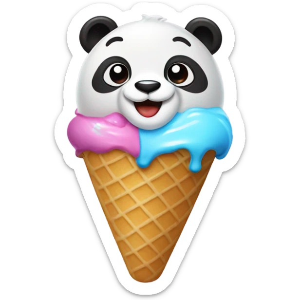Panda eating ice cream sticker
