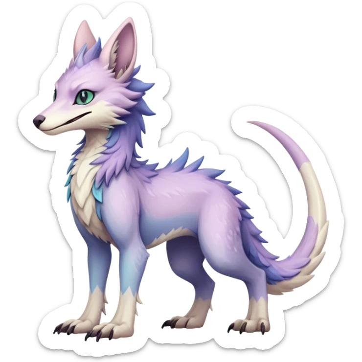 Feral Rare Fantasy cute pastel Vernid-Sergal-animal-creature-hybrid by LiLaiRa, markings, tufted ears, full body sticker