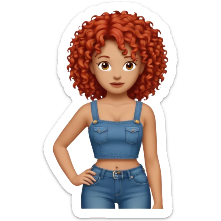 OGER with red curly hair that looks Mexican that is big and fat wearing jeans and a crop top sticker